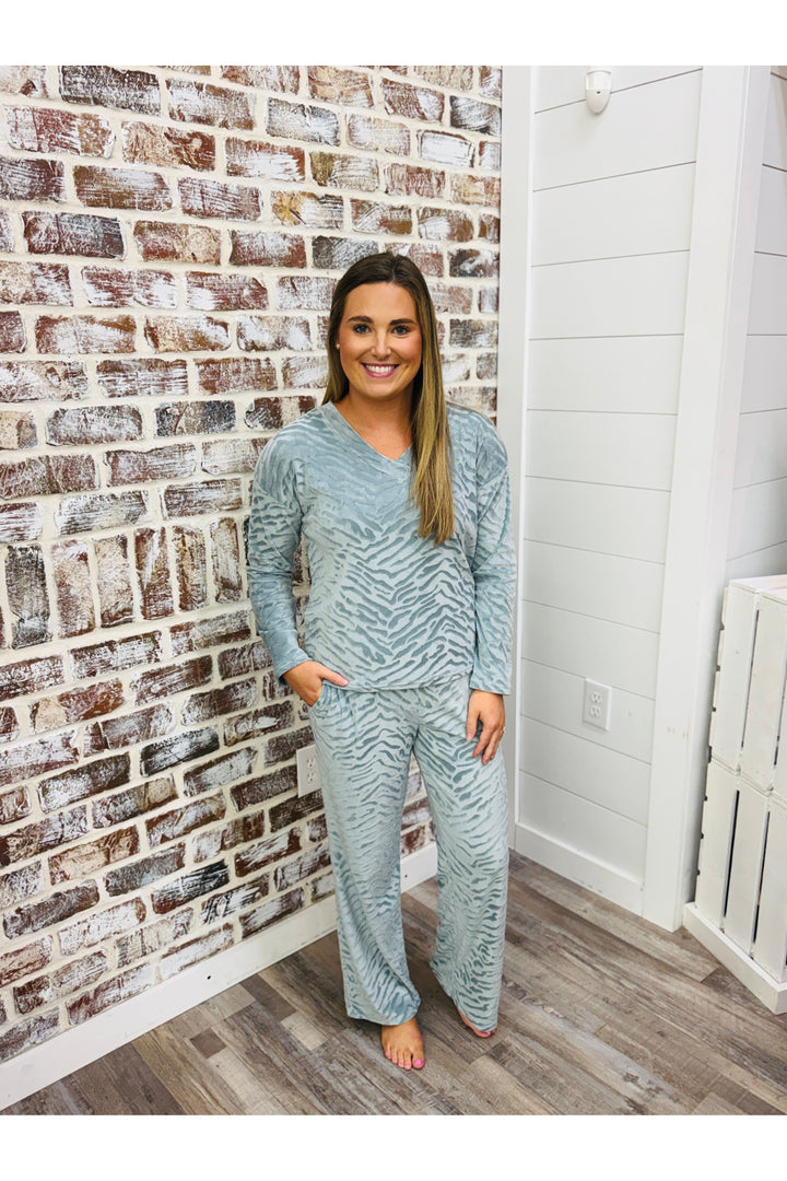 Blue Haze Luxe Zebra Lounge Top
