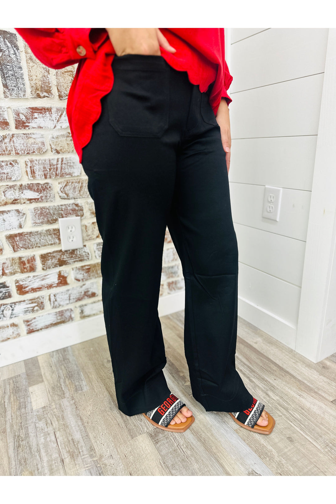 Black Button Stretch Pants