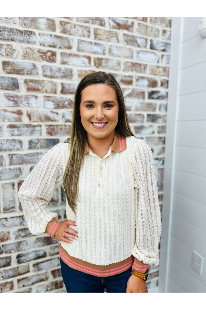 Varsity Sweetheart Textured Top