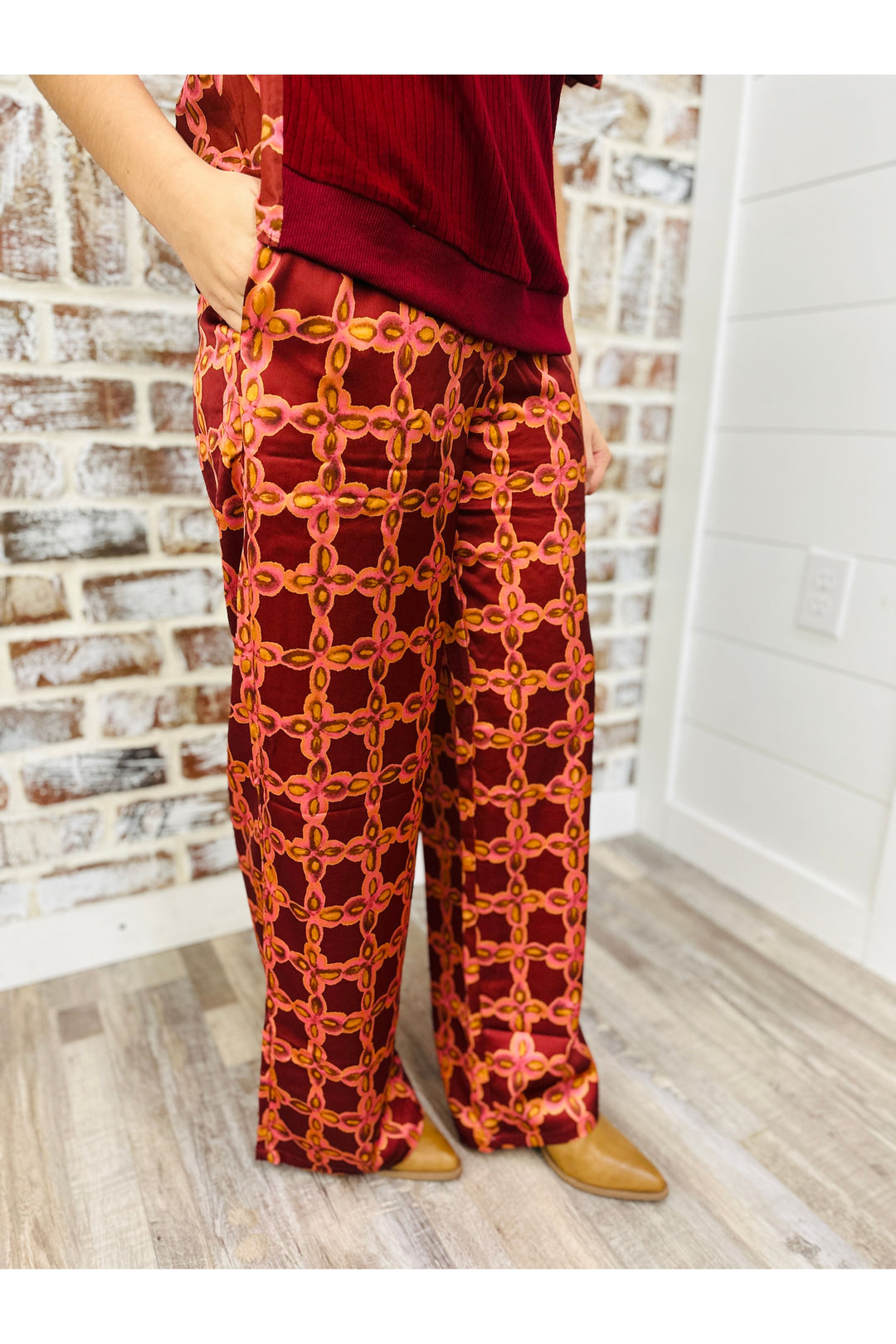 Burgundy Designs Pants