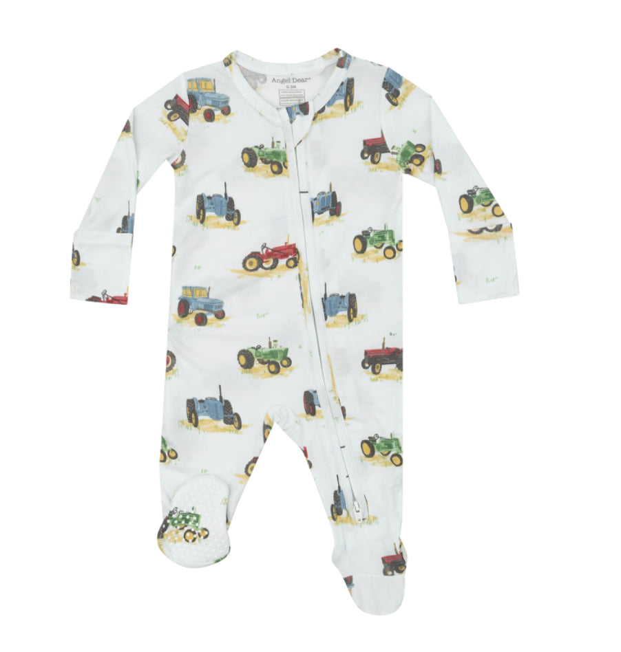 Vintage Tractors - 2 Way Zipper Footie- 0-3m