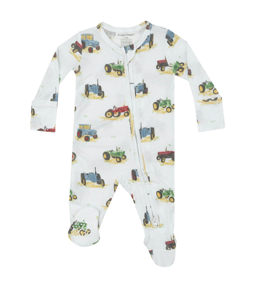 Vintage Tractors - 2 Way Zipper Footie- 0-3m