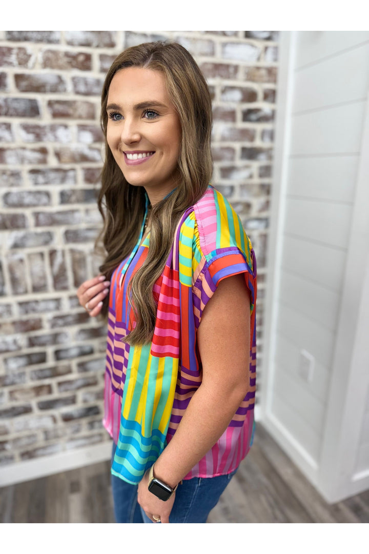 Adrienne| Stripe Colors Top