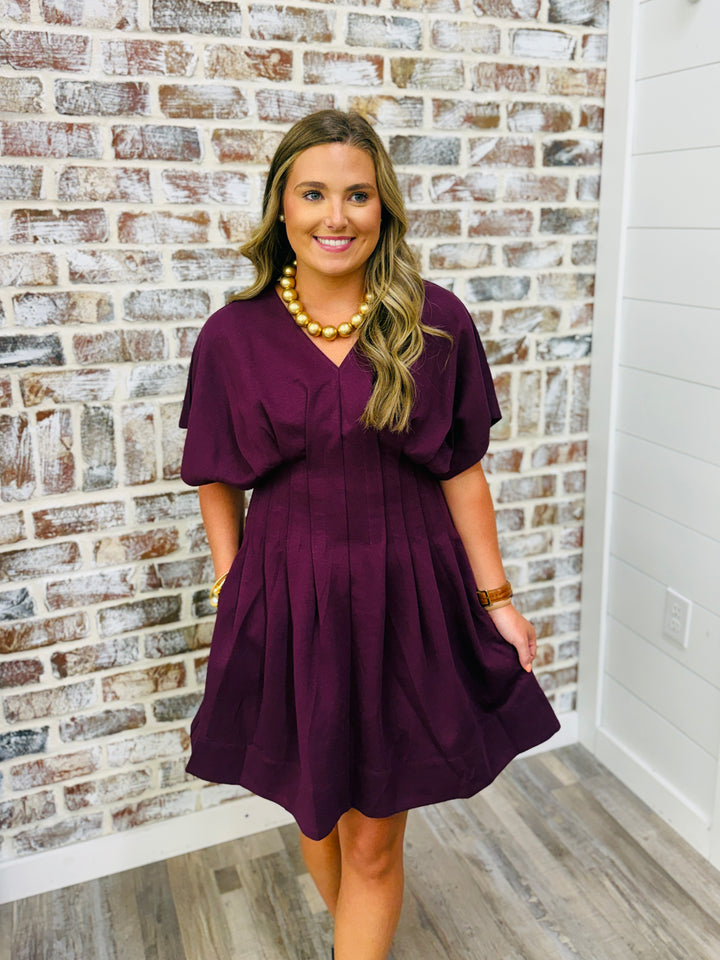 Pleated In Plum Dress