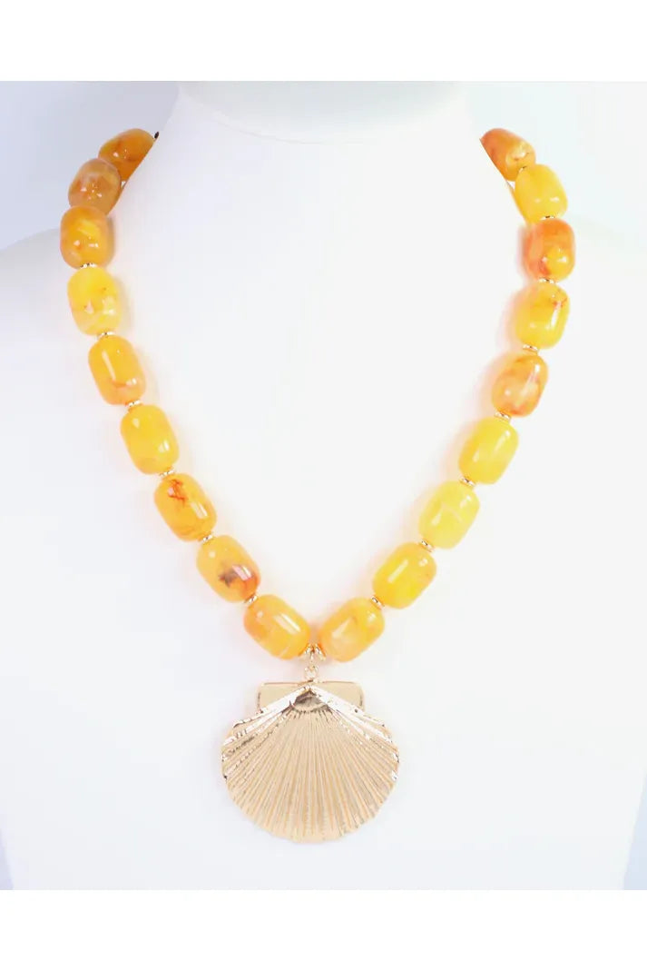 Bega Marble Beaded Shell Necklace Yellow