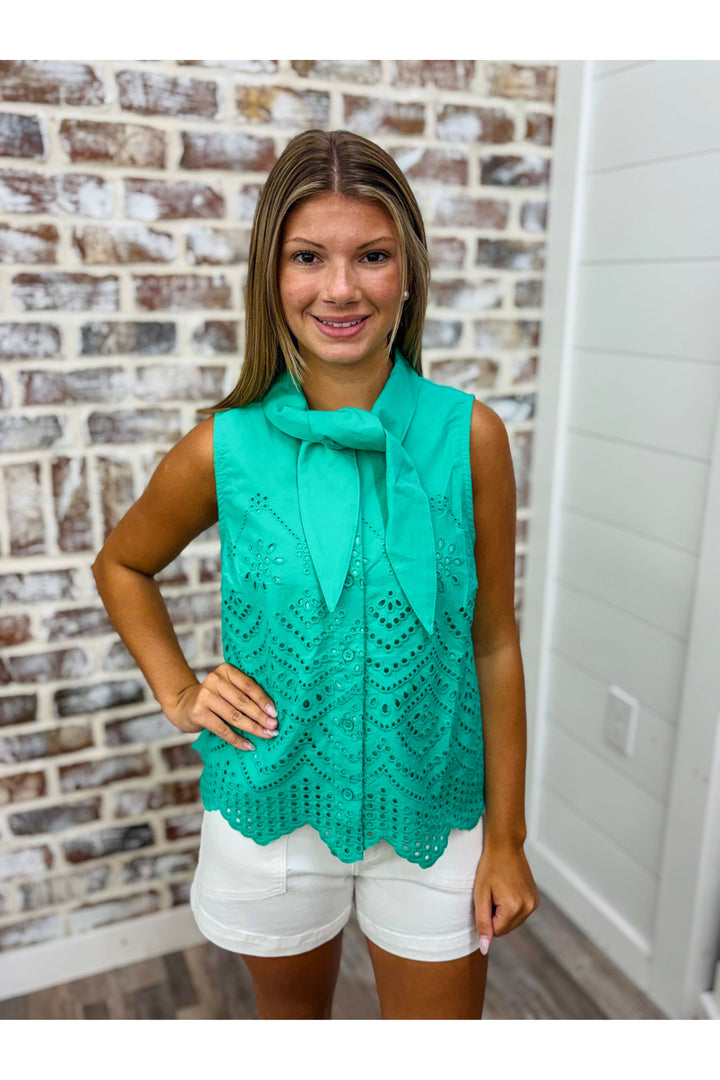 Emerald Eyelit Charm Top