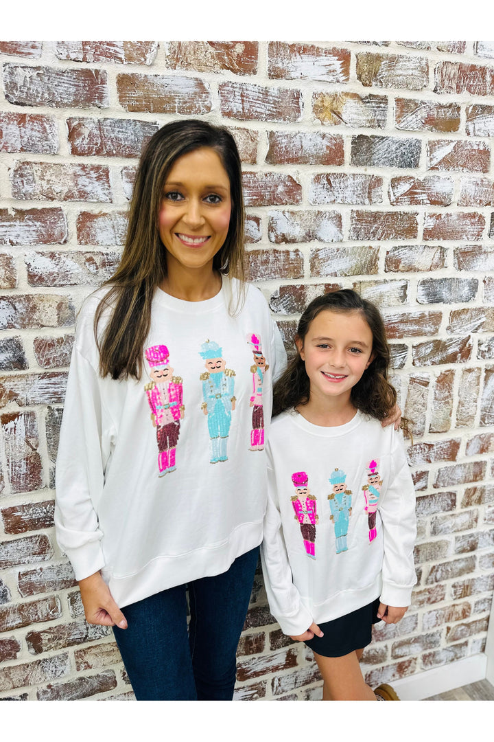 Youth Mary Square Nutcracker Sequin Sweatshirt
