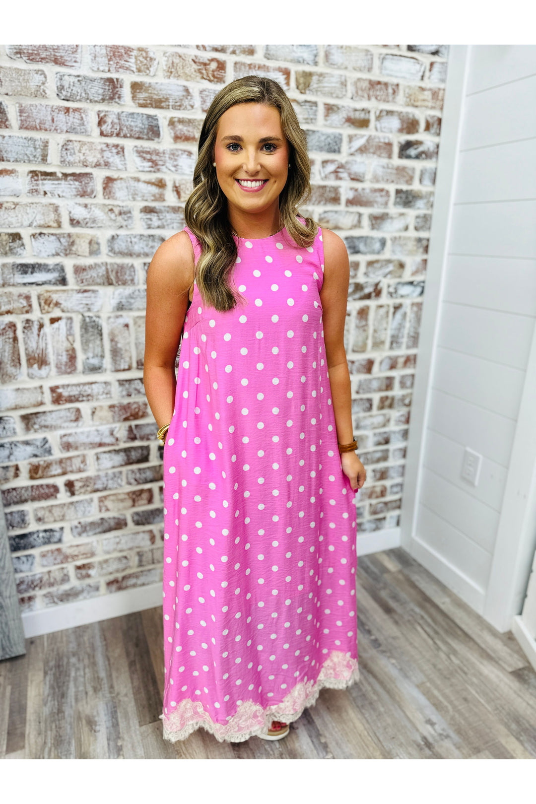 Precious Pink Polka Dot Maxi Dress