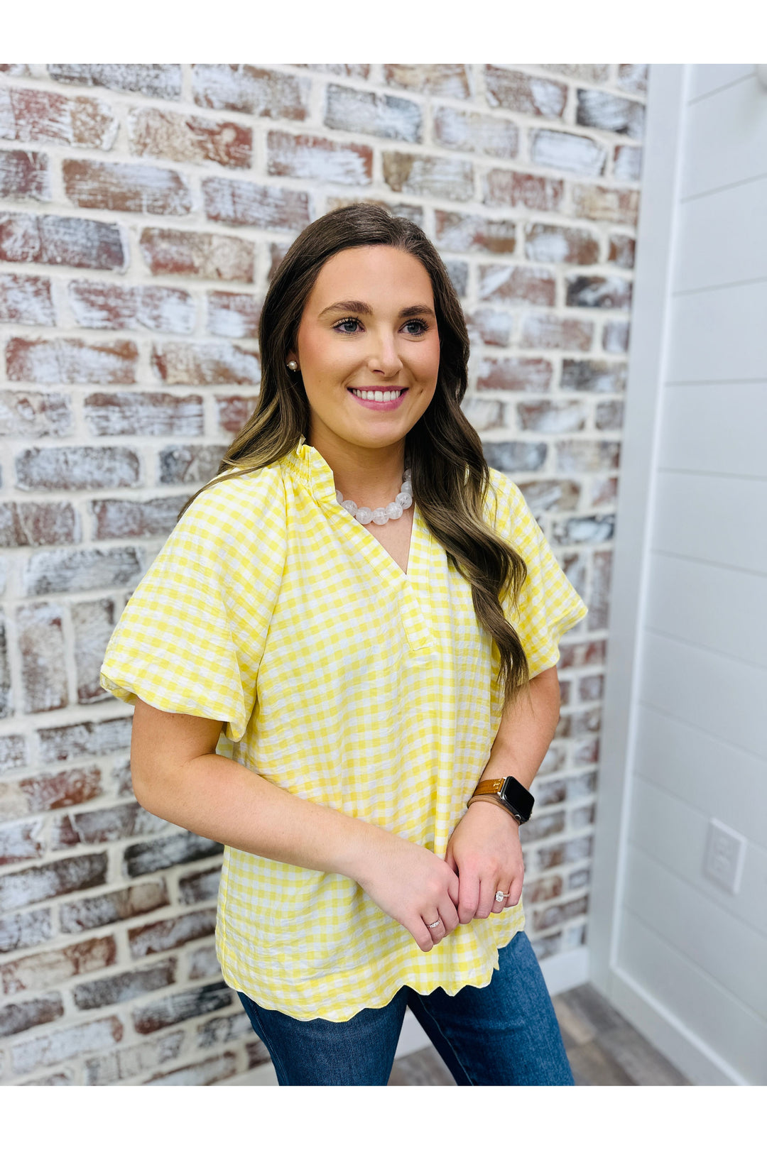 Lemon Gingham Top