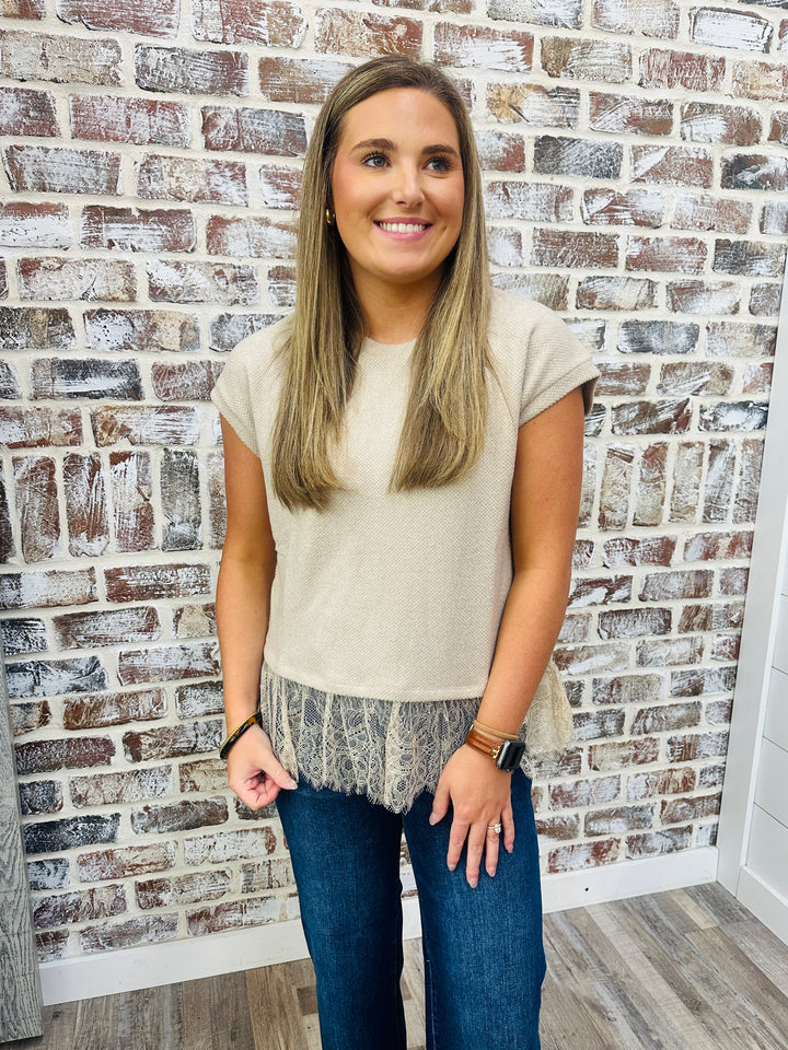 Lace Lover Knit Top - Oatmeal