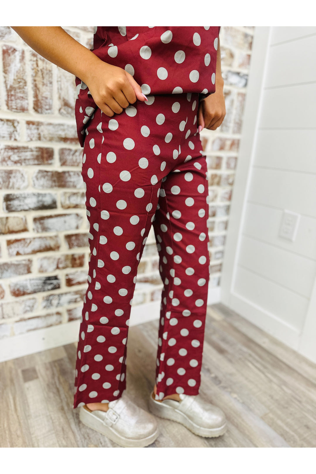 Burgundy Dots Pants