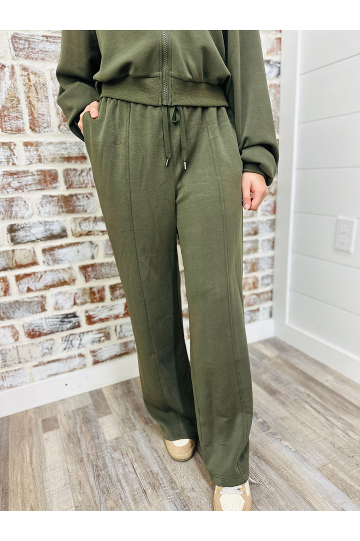 Dark Olive Modal Pull On Pants