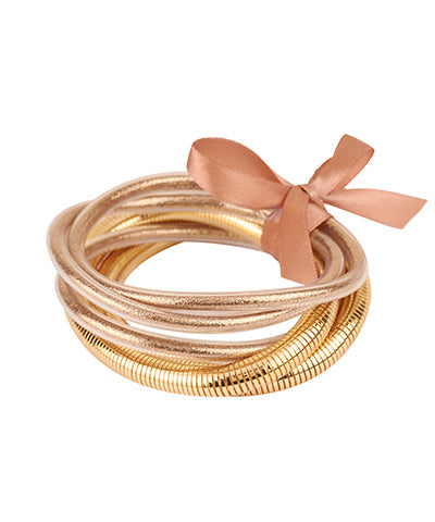 5 Row Glitter Tube Bracelet|Rose Gold
