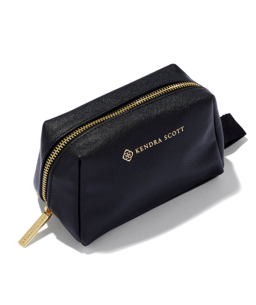 Kendra Scott| SMALL COSMETIC ZIP CASE GOLD BLACK