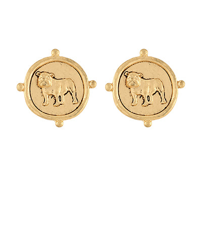 Standing Bulldog Coin Earrings