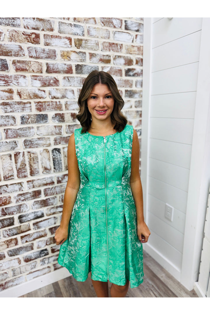 Jade Bloom Zip Dress