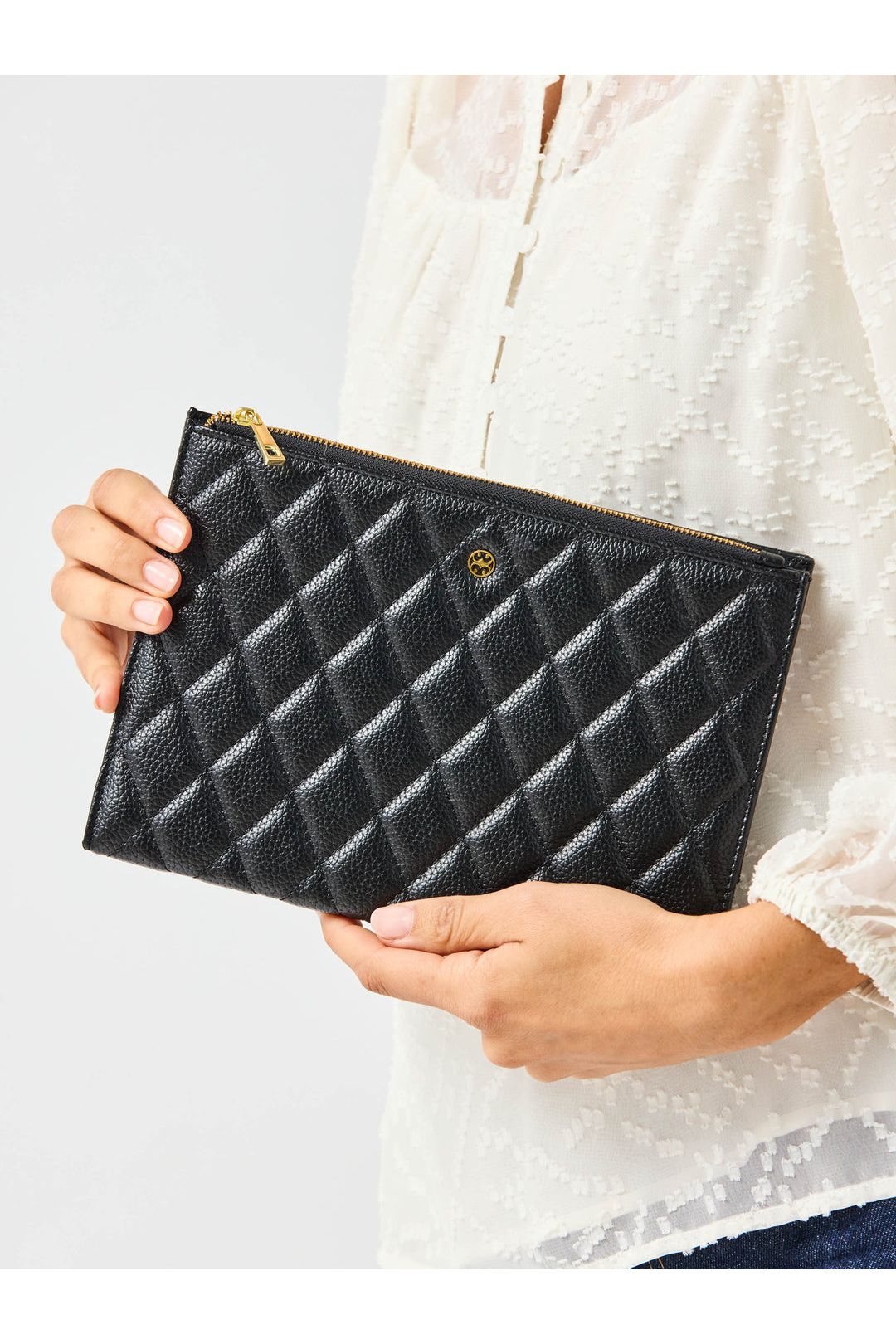 Mary Square Essential Quilted Organizer | Black