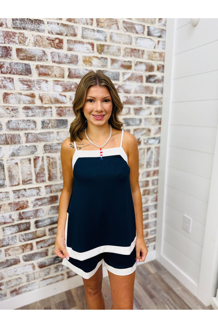 Navy & White Shorts