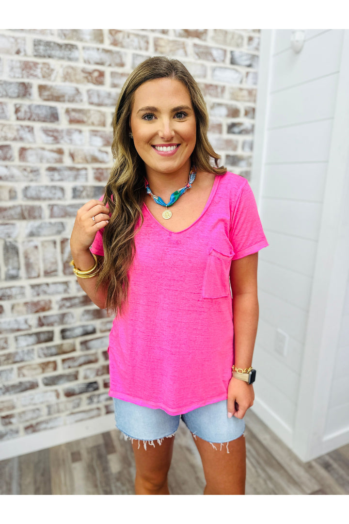 Pink Wash Pocket Tee