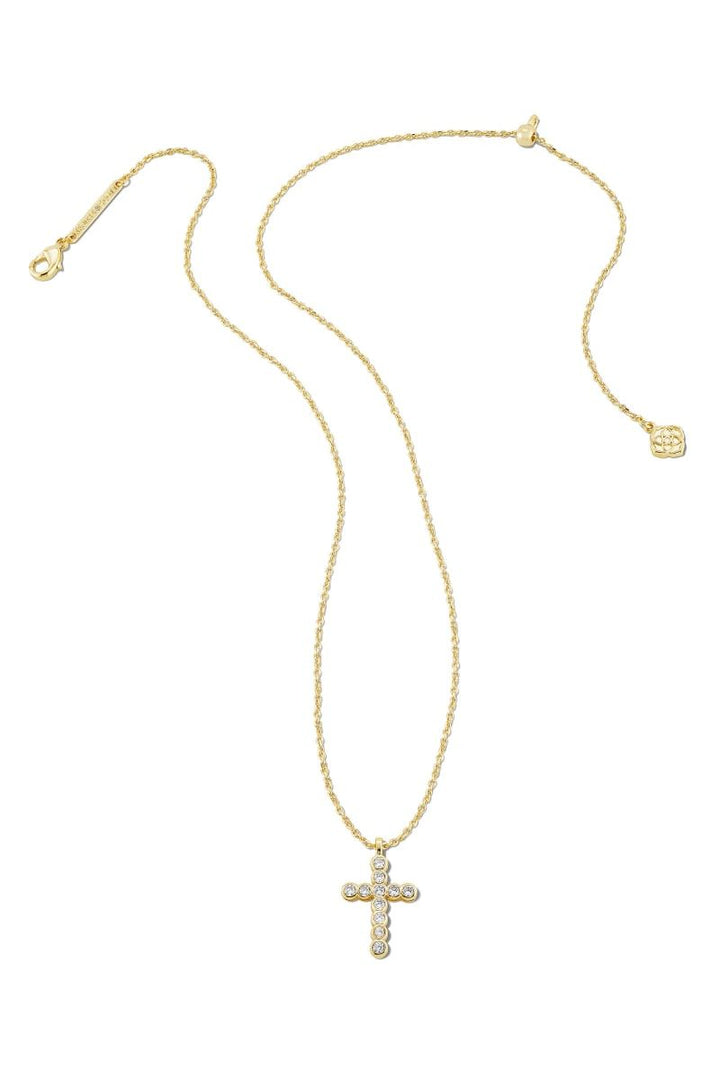 Kendra Scott | Cross Gold Pendant Necklace in White CZ