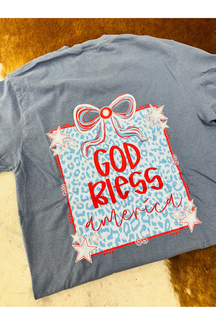 God Bless America Bow Tee