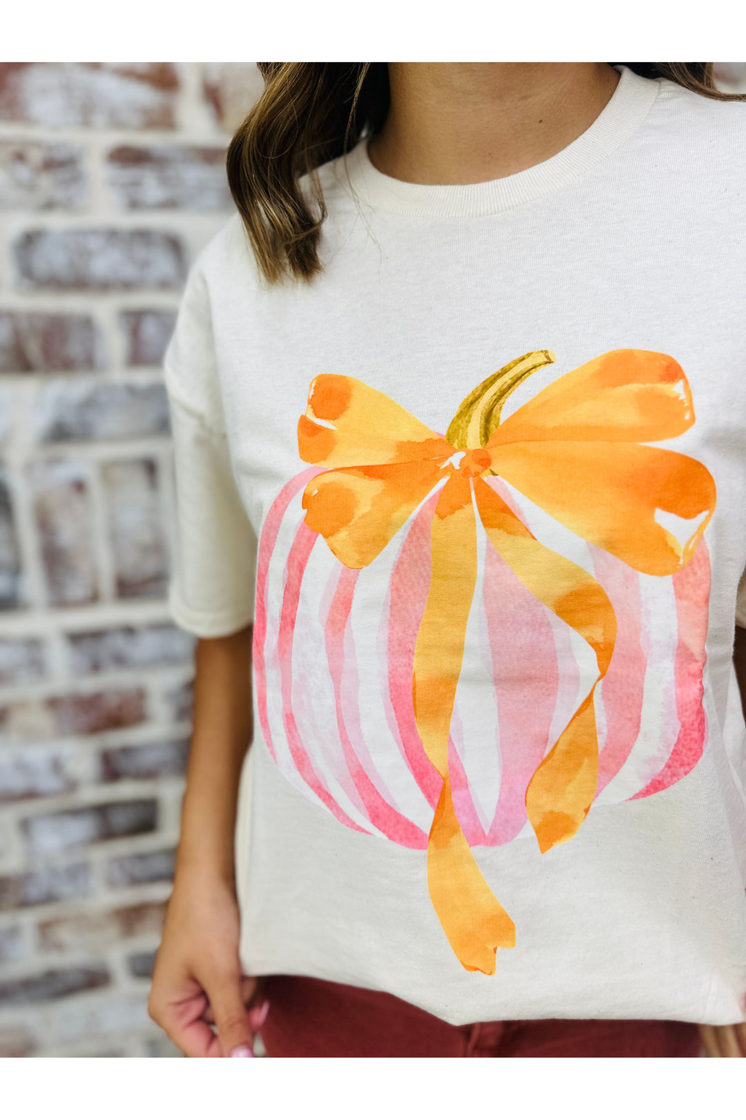 Pumpkin Pink Striped Tee