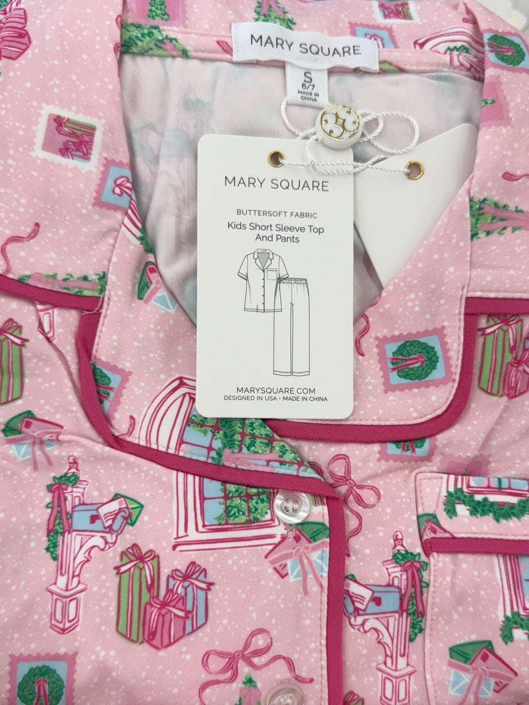 Mary Square | Youth | Christmas Cottage Pink Charlotte Kids Pjs
