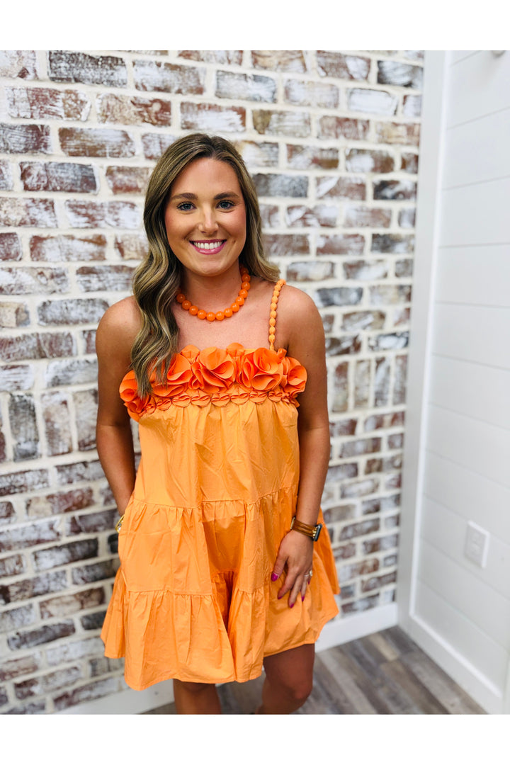 Citrus Beaded Flower Romper