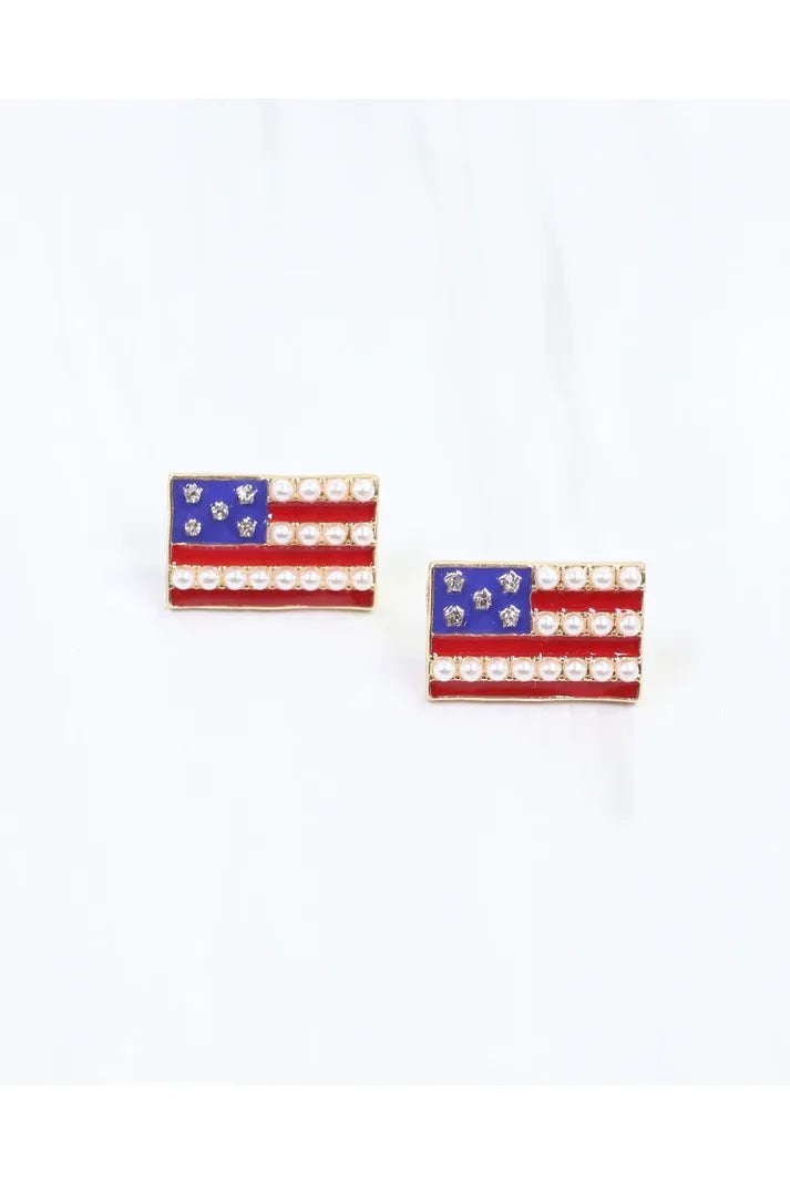 Tribute Flag Stud Earring Red Blue