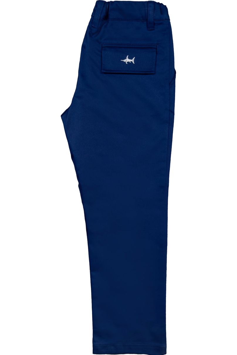 Youth navy ponce performance pants with back pocket detail.