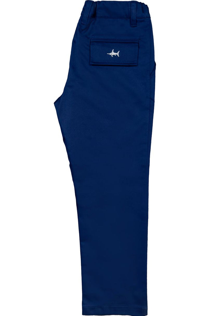 Youth navy ponce performance pants with back pocket detail.