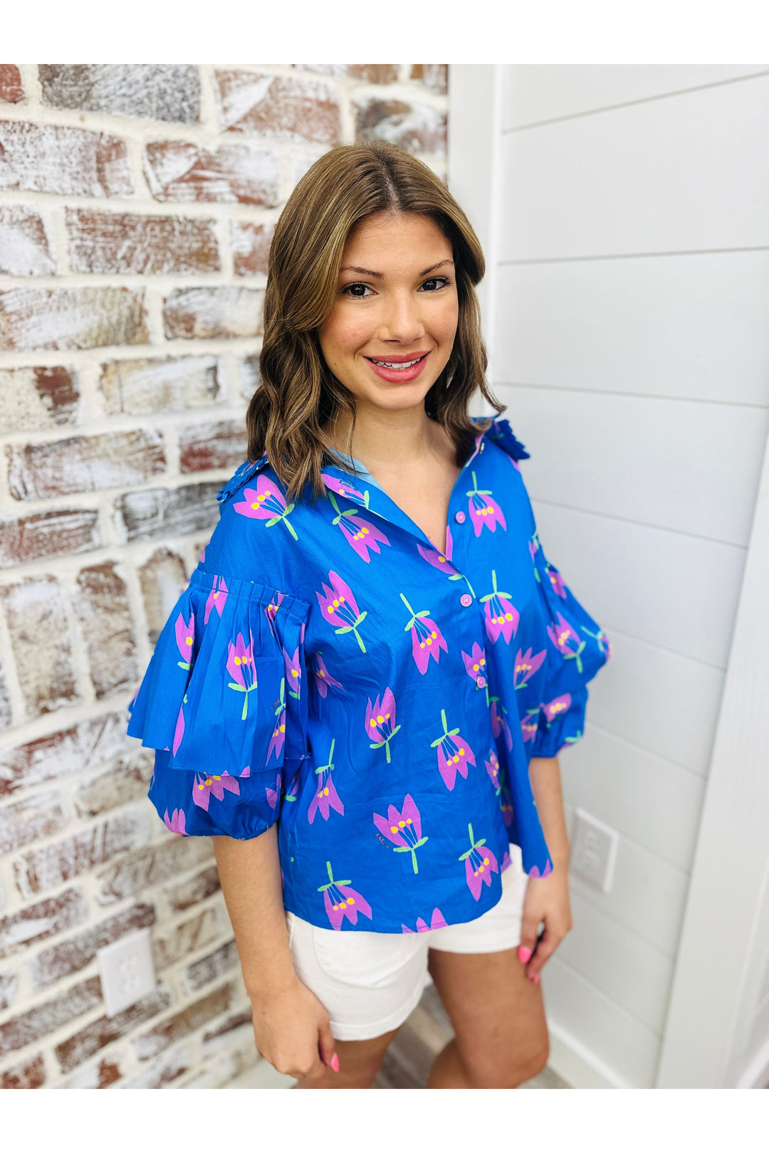 KARLIE|Poppy Ruffle Sleeve Top