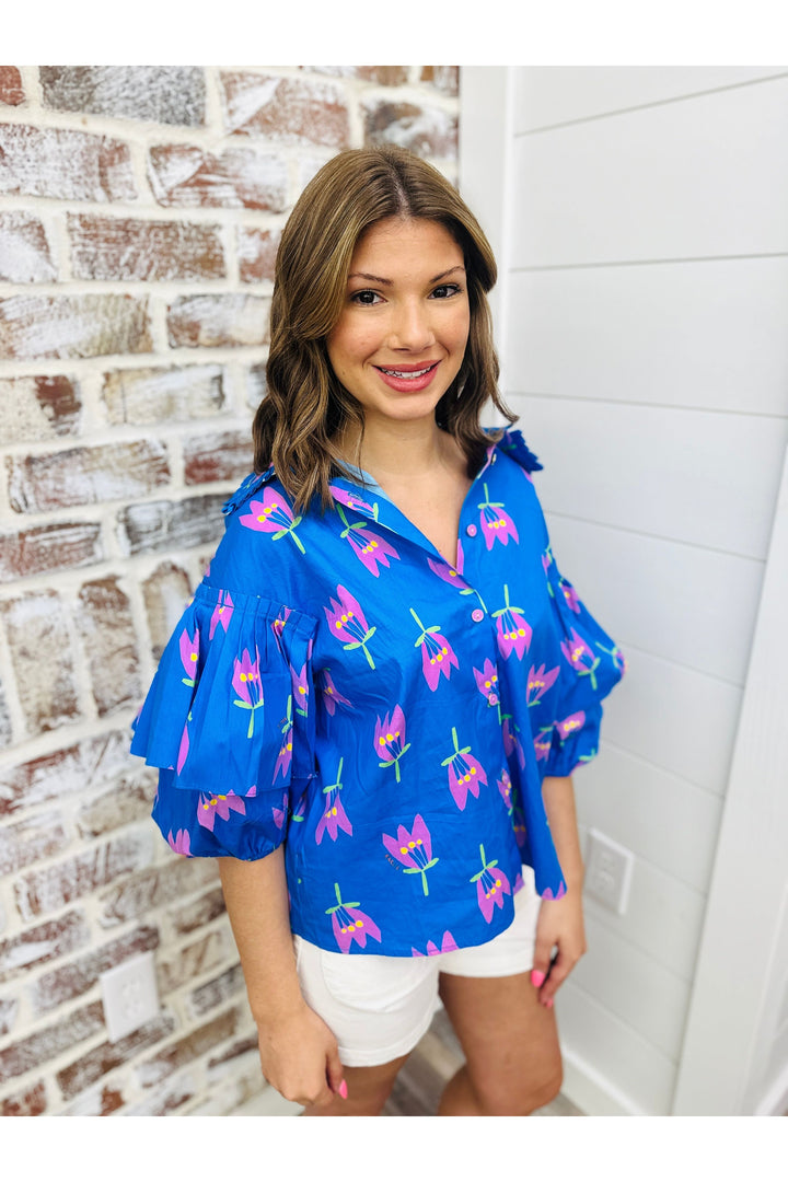 KARLIE|Poppy Ruffle Sleeve Top