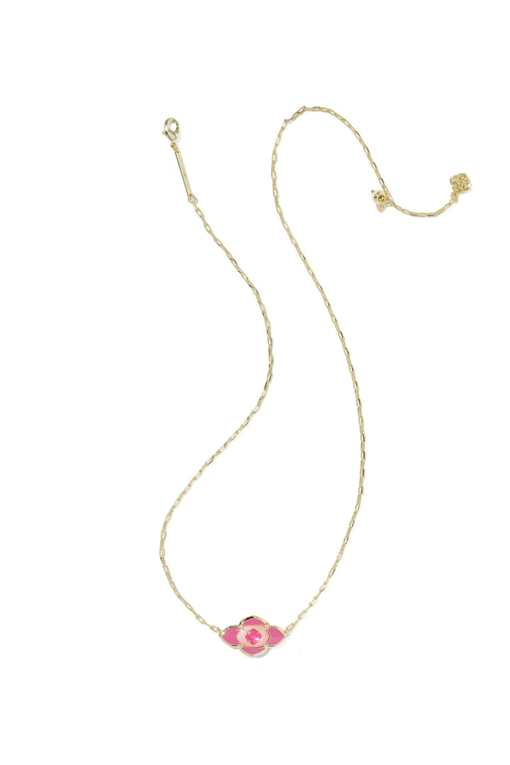 Kendra Scott | Abbie Medallion Gold Short Pendant Necklace - Hot Pink Mix