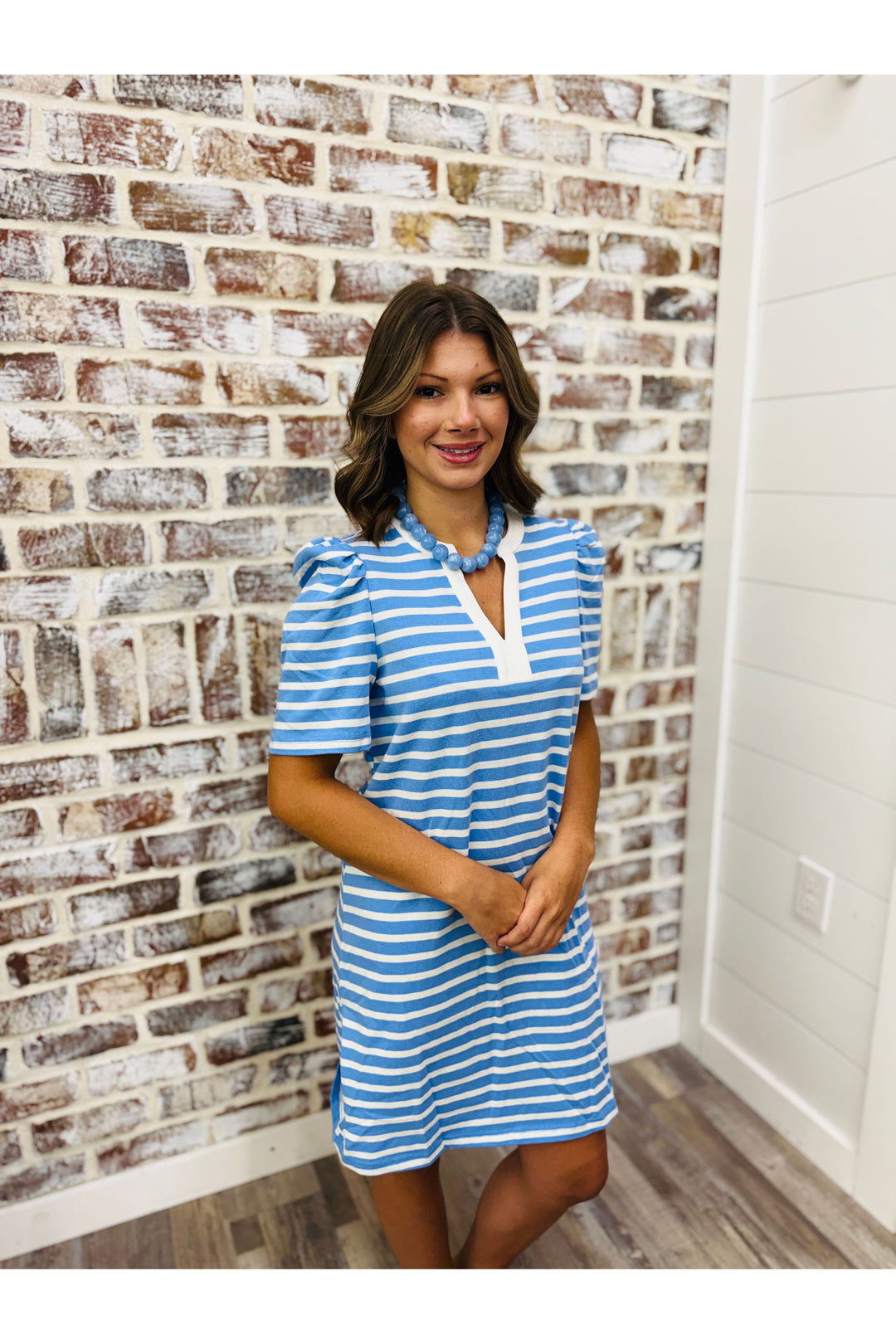 Mary Square | Adelyn T-Shirt Blue/White Stripe Dress