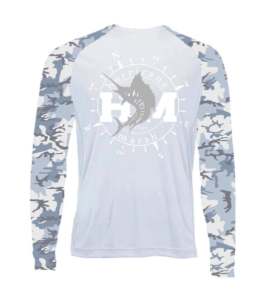 Grey Camo Fishing Shirt|Hurricane Marsh