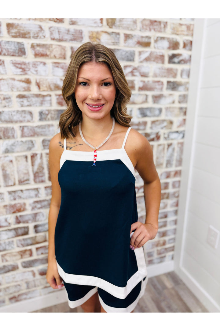 Navy & White Top