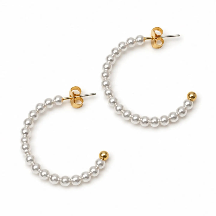 Lulu Mac| Pearl Hoop Earrings