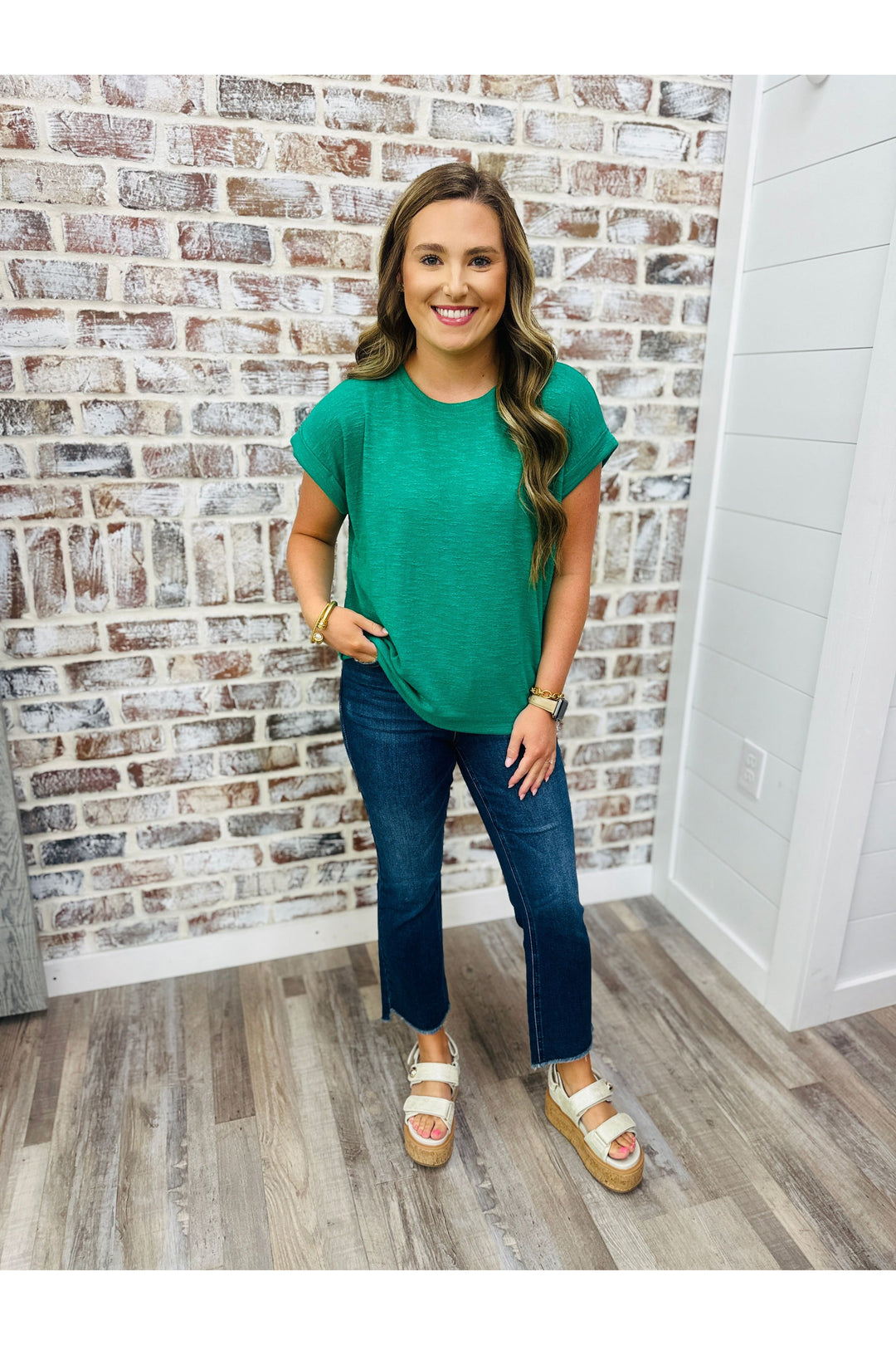 Emerald Solid Knit Top