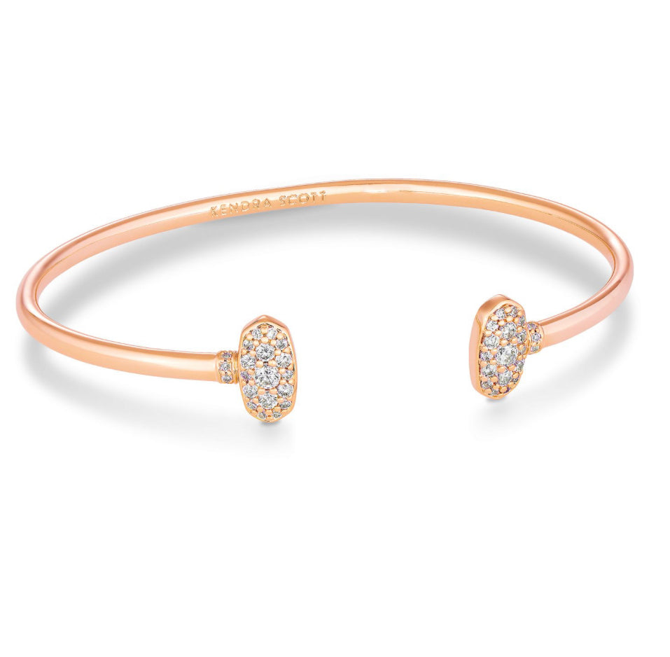 Kendra Scott| GRAYSON CRYSTAL CUFF BRACELET ROSE GOLD METAL WHITE CZ