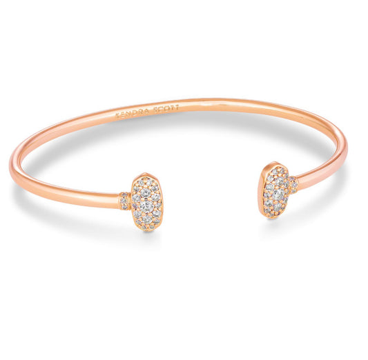 Kendra Scott| GRAYSON CRYSTAL CUFF BRACELET ROSE GOLD METAL WHITE CZ