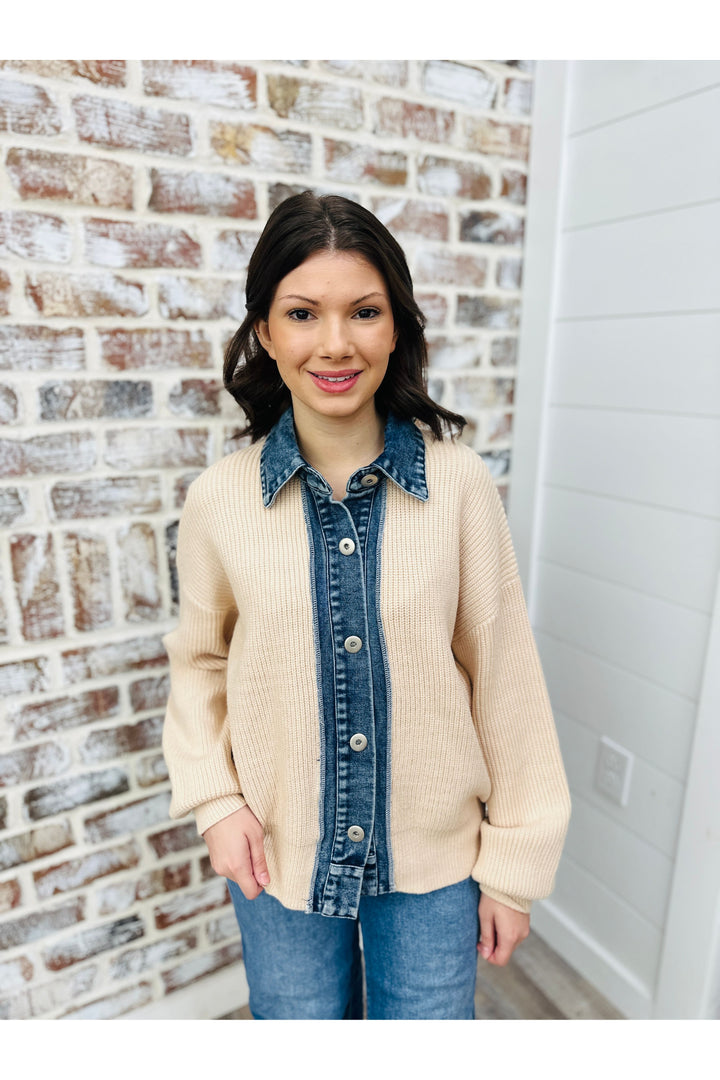 Denim Contrast Sweater