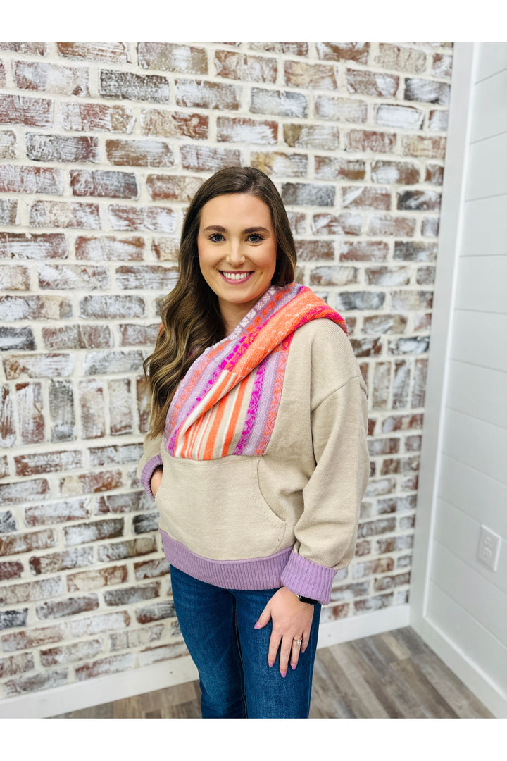 Oversized Contrast Hoodie Sweater