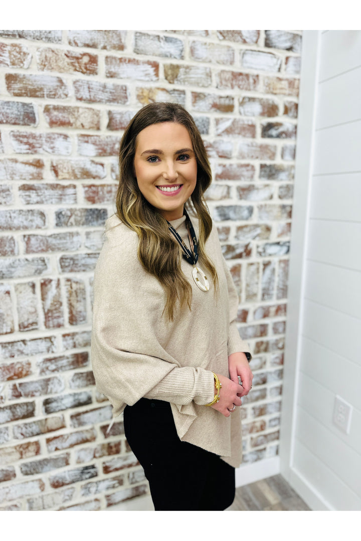 Knit Asymmetrical Poncho Sweater