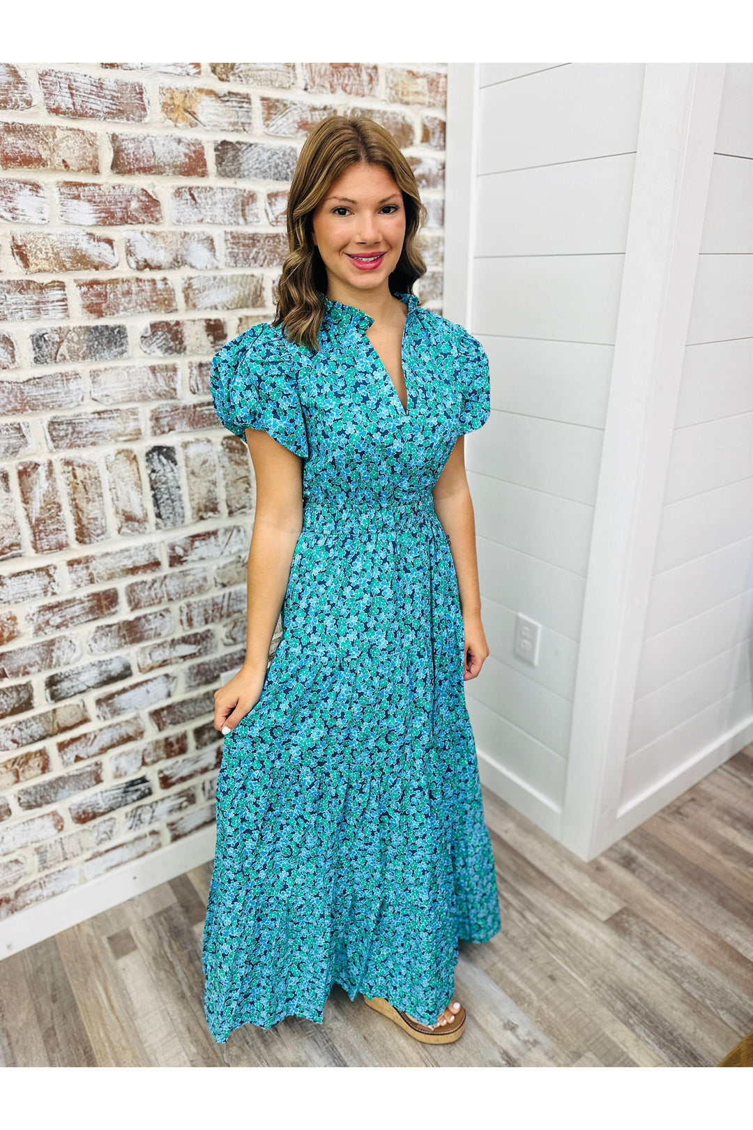 Navy Flowers Maxi Dress