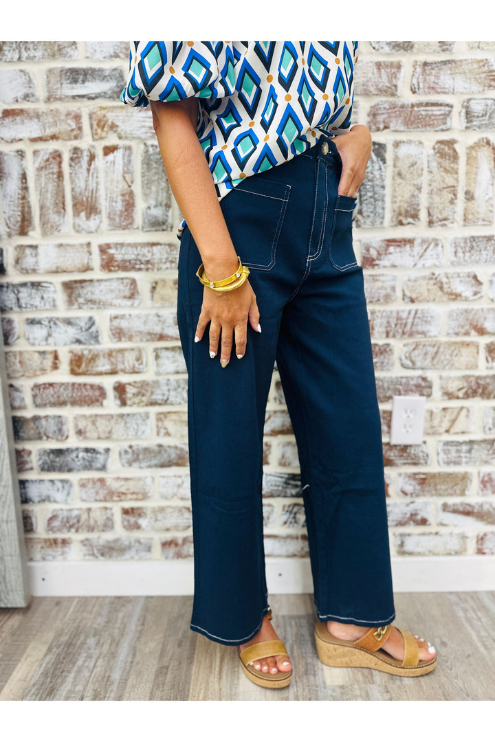 Navy Stitch Pant