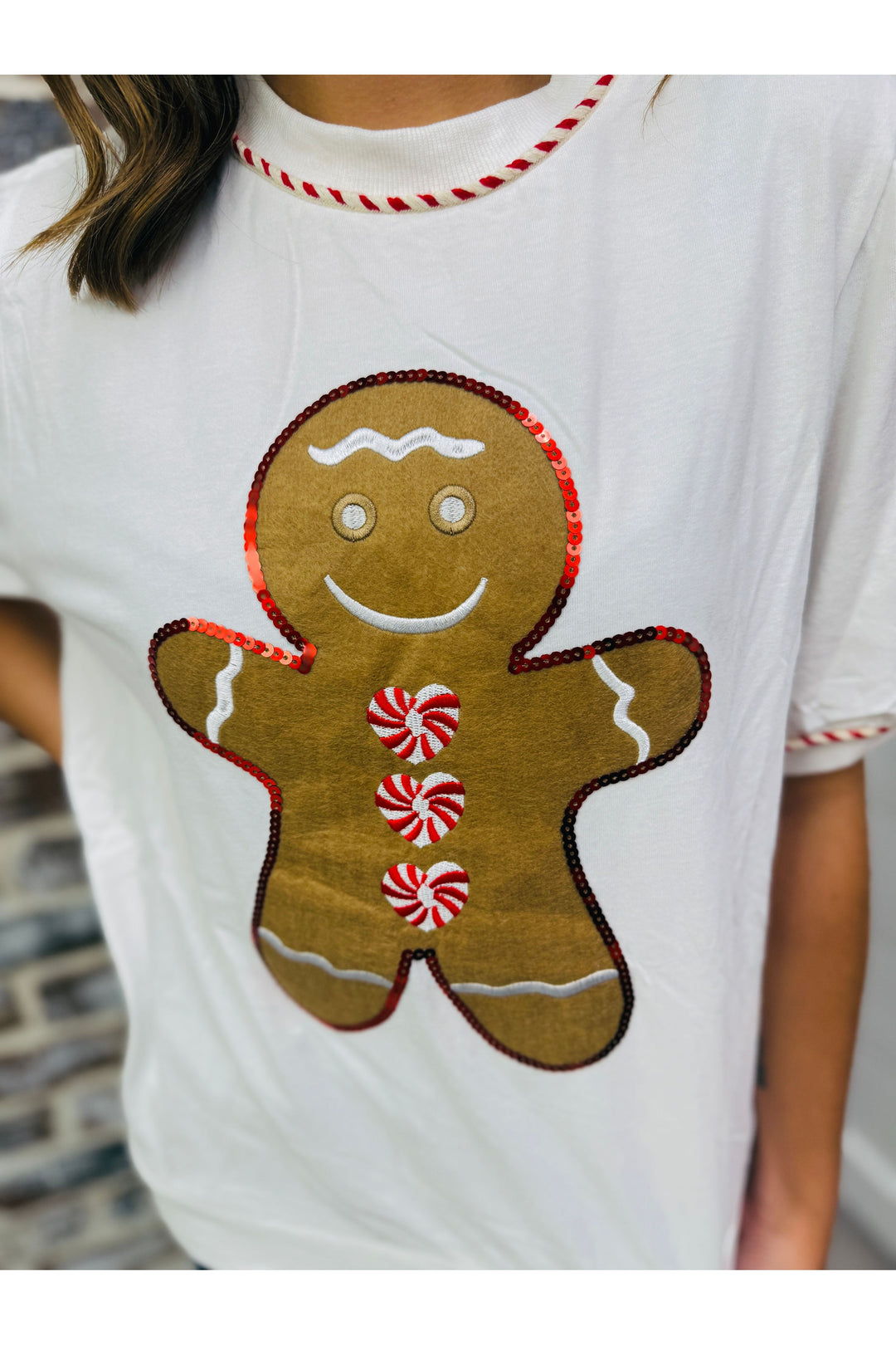 Gingerbread Man Patch Top