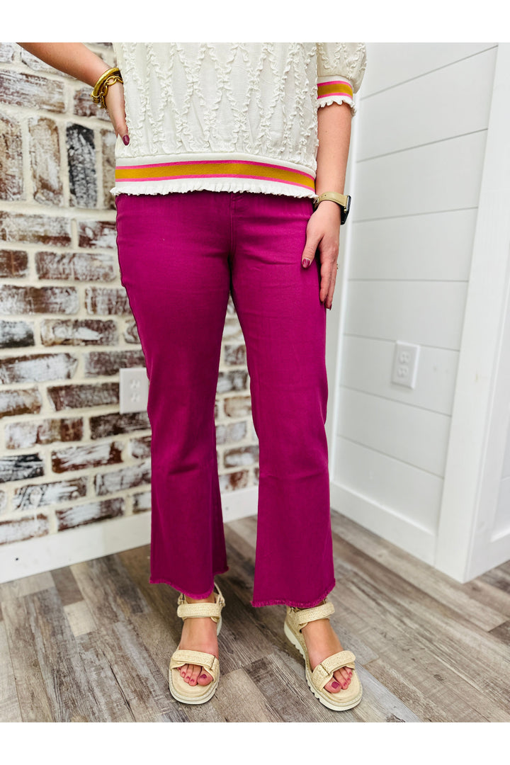 Magenta High Waisted Flare Pants