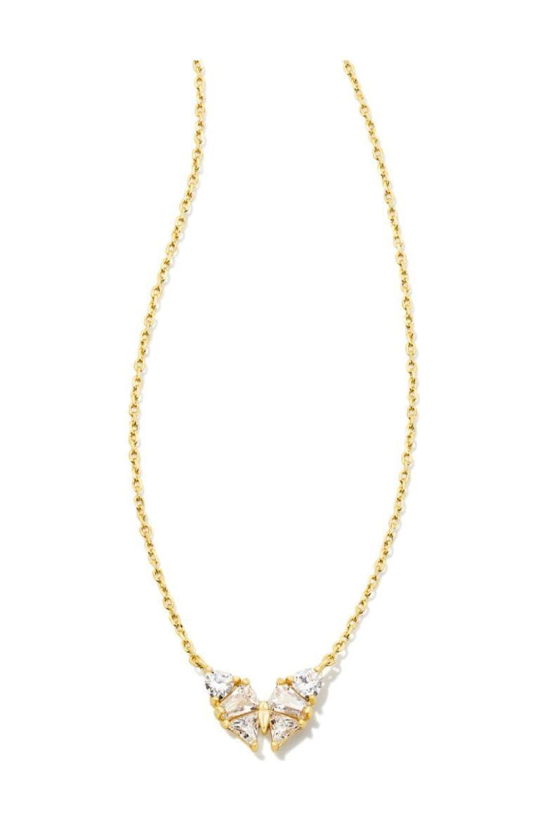 Kendra Scott| Blair BUTTERFLY SMALL SHORT PENDANT NECKLACE GOLD WHITE CZ