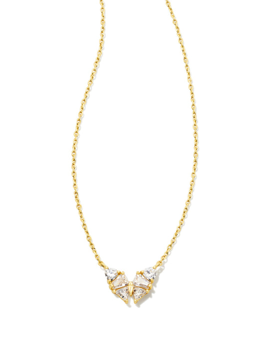 Kendra Scott| Blair BUTTERFLY SMALL SHORT PENDANT NECKLACE GOLD WHITE CZ